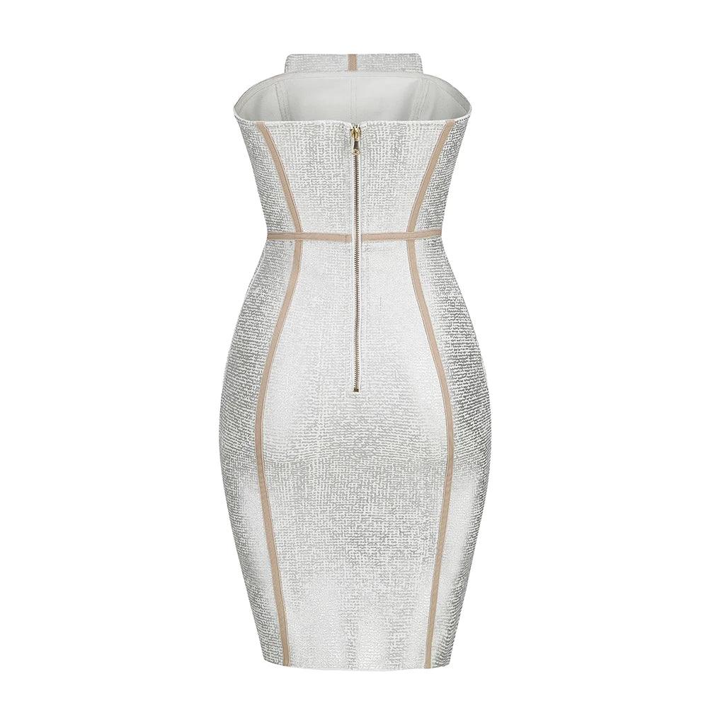 Rhinestone Strapless Corset Mesh Panel Bandage Mini Cocktail Dress - View 13