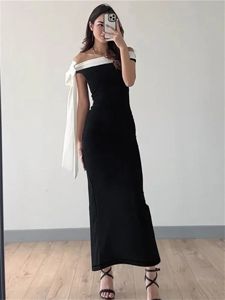 Diagonal Collar Backless Lace - Up Dress - View 5