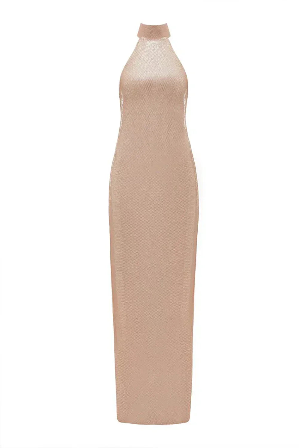 Sequin Halter Neck Bodycon High Split Maxi Dress - View 14