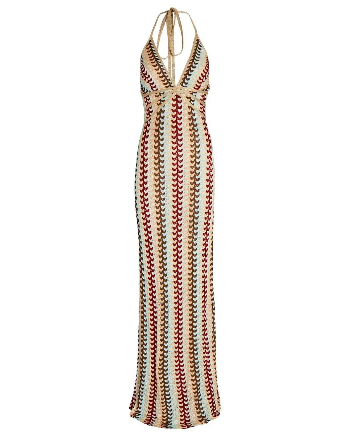 Velvet Cowl Neck Wrap Waist Slip Maxi Dress - View 10