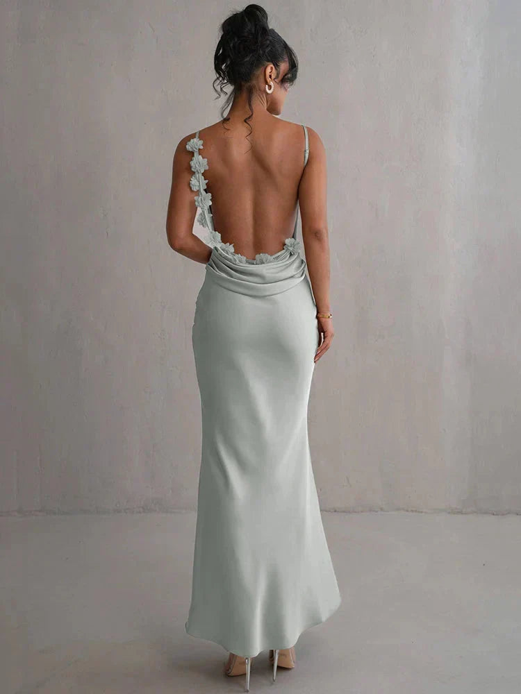 Laelia | Satin Maxi Dress - View 7