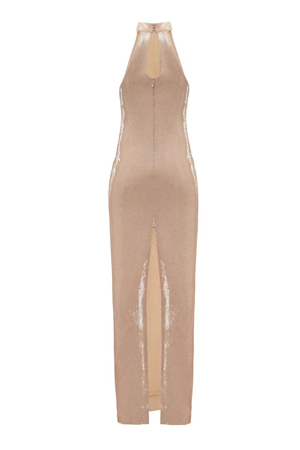 Sequin Halter Neck Bodycon High Split Maxi Dress - View 13