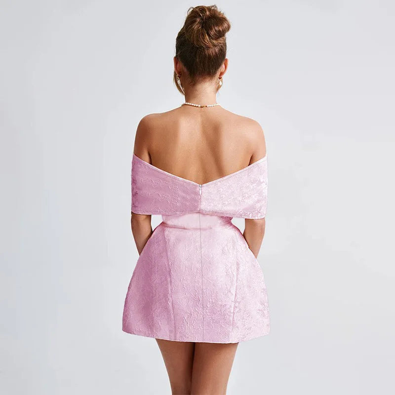 Jacquard Bow Strapless Backless Mini Dress - View 4