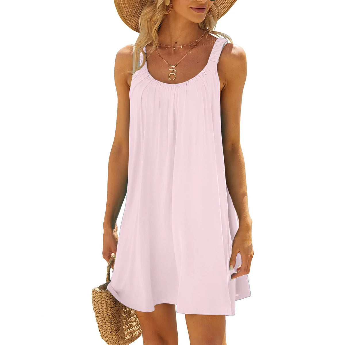 Scoop Neck Sleeveless Flowy Swing Mini Summer Dress - View 6