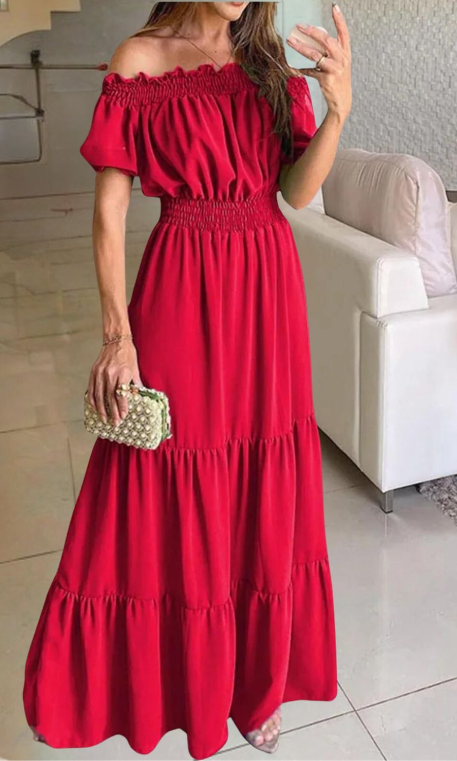 Ribbed V-Neck Short Sleeve Summer Midi Dress - View 6