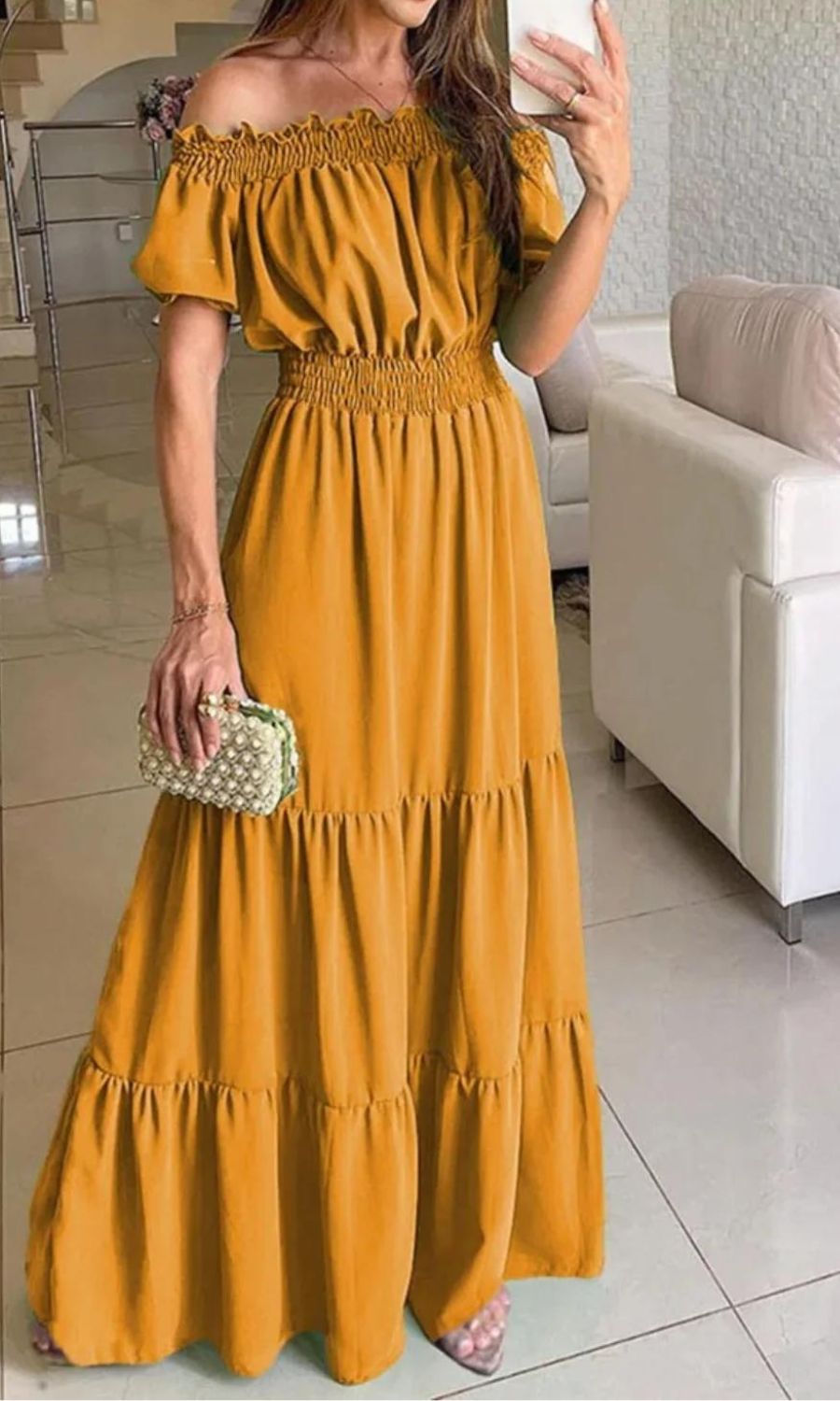 Ribbed V-Neck Short Sleeve Summer Midi Dress - View 7