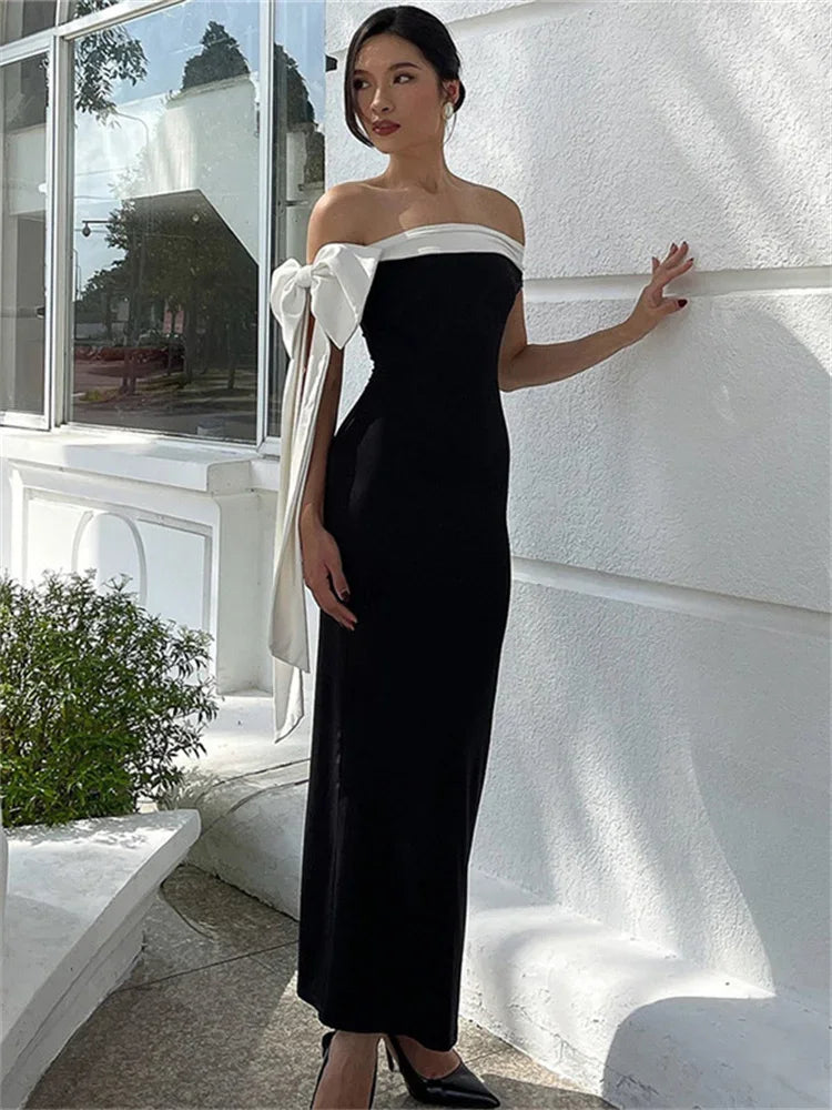 Diagonal Collar Backless Lace - Up Dress - View 3