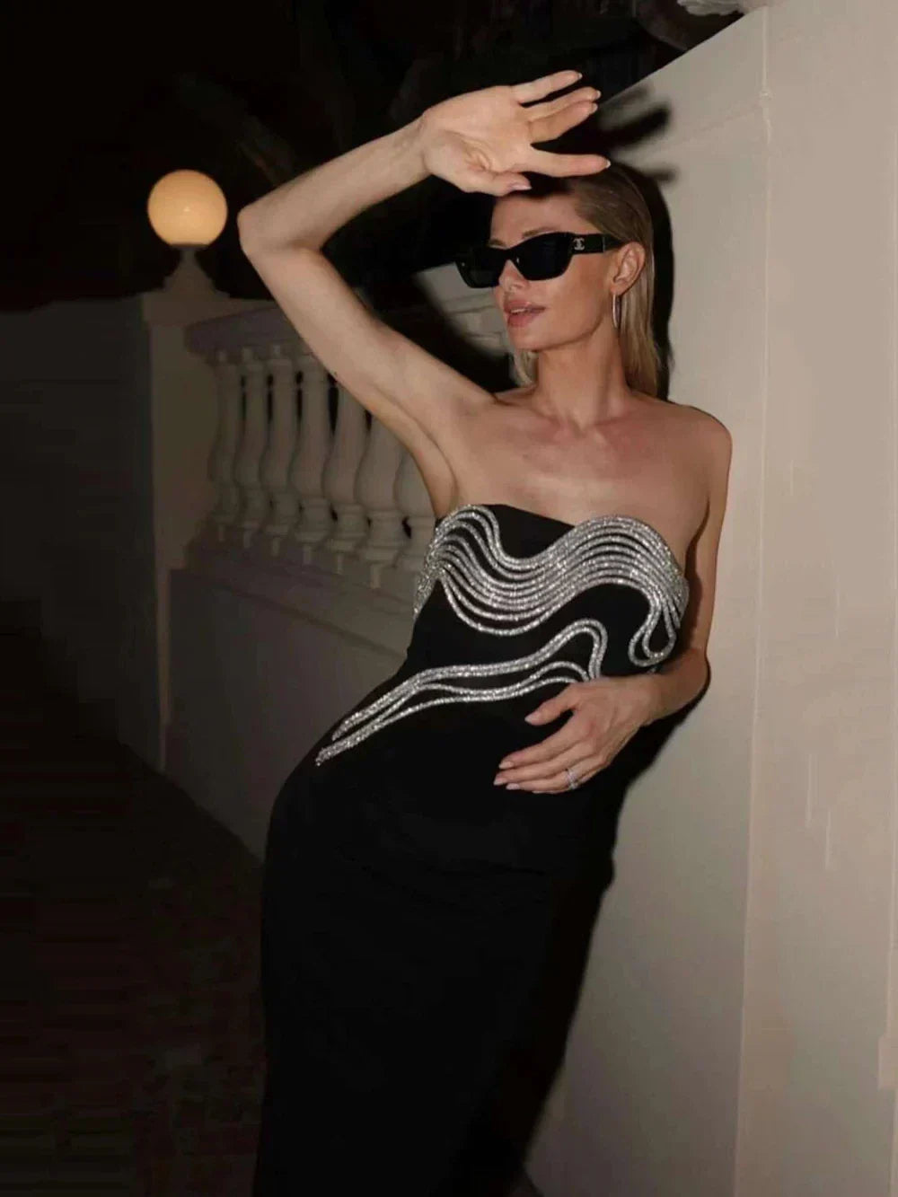 Strapless Diamond Bandage Maxi Dress - View 2