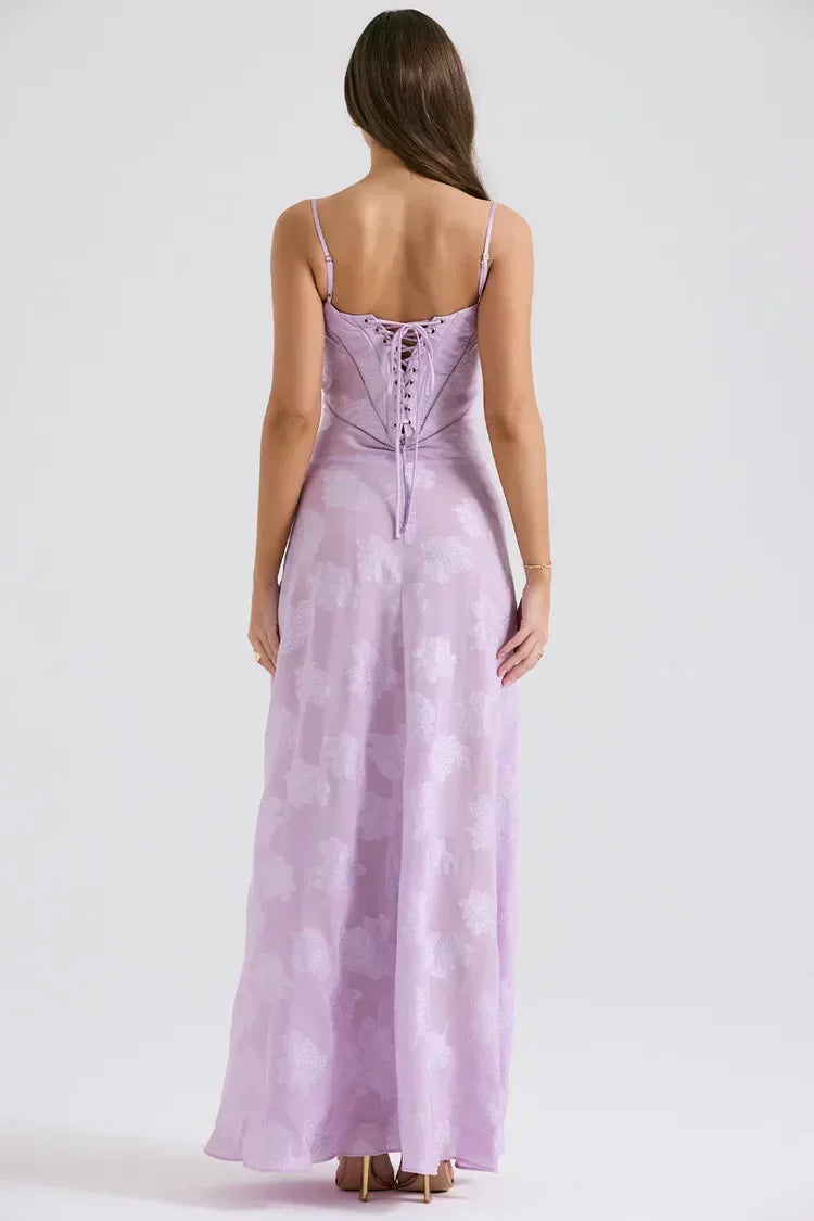 Floral Spaghetti Strap Sheer Slip Maxi Dress - View 6