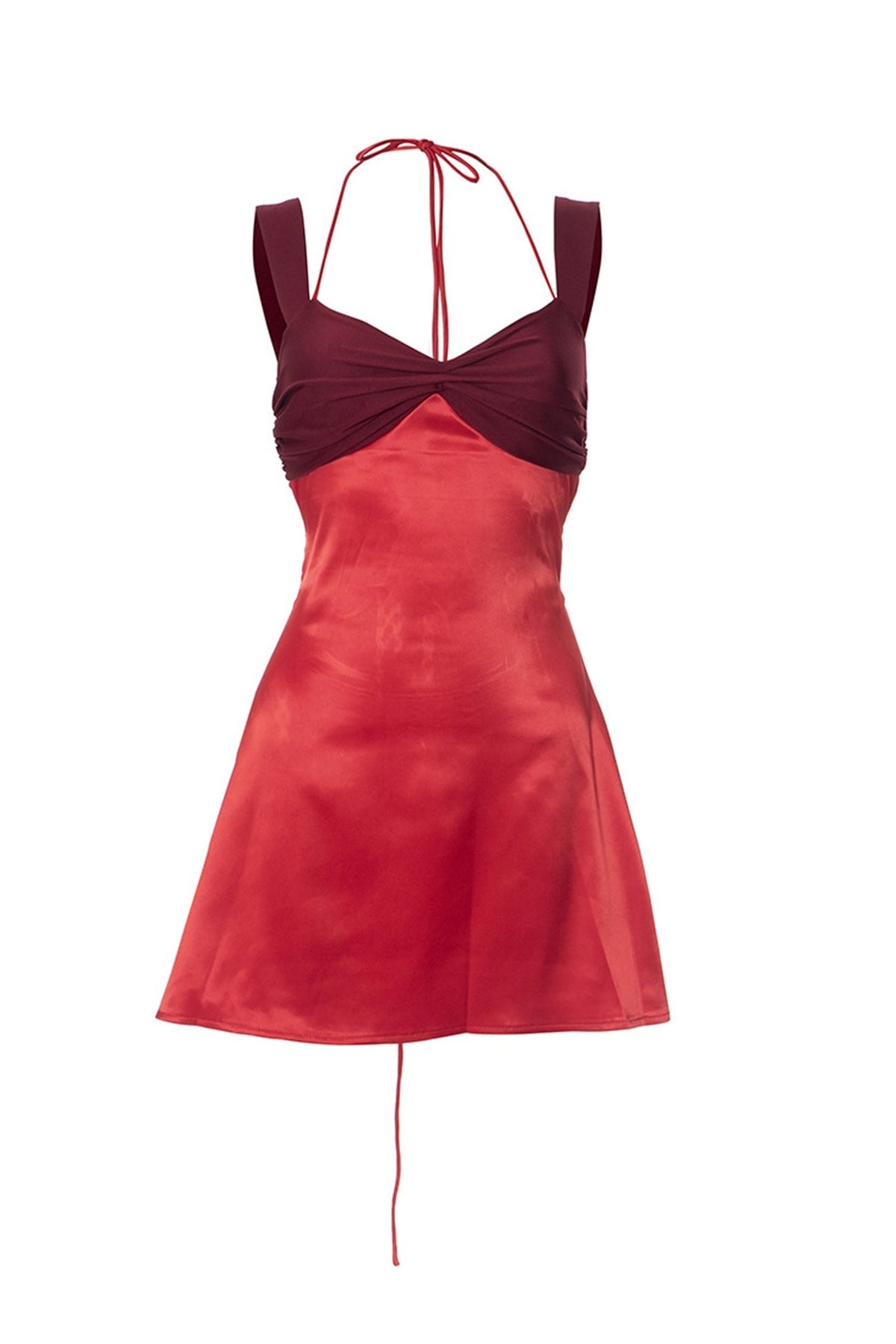 Satin Twisted Bust Dual Strap Lettuce Hem Mini Cami Dress - View 20
