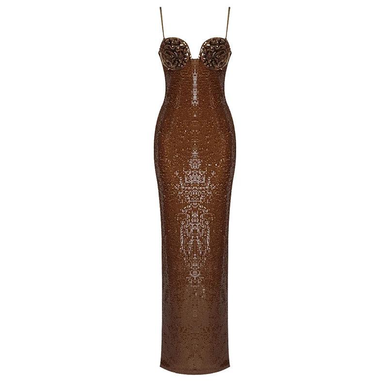 Sequin Ruched Bodycon Maxi Dress - View 15