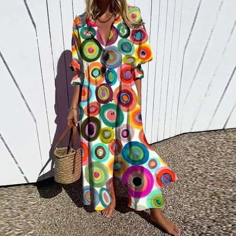 Floral Button Front Puff Sleeve Tiered Maxi Dress 7
