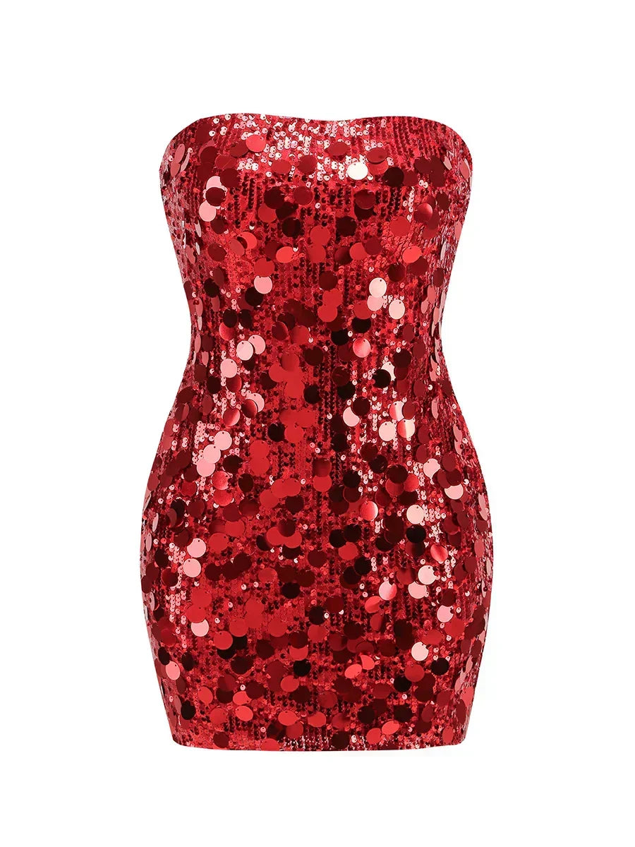 Sequin Strapless Bodycon Party Mini Dress - View 8