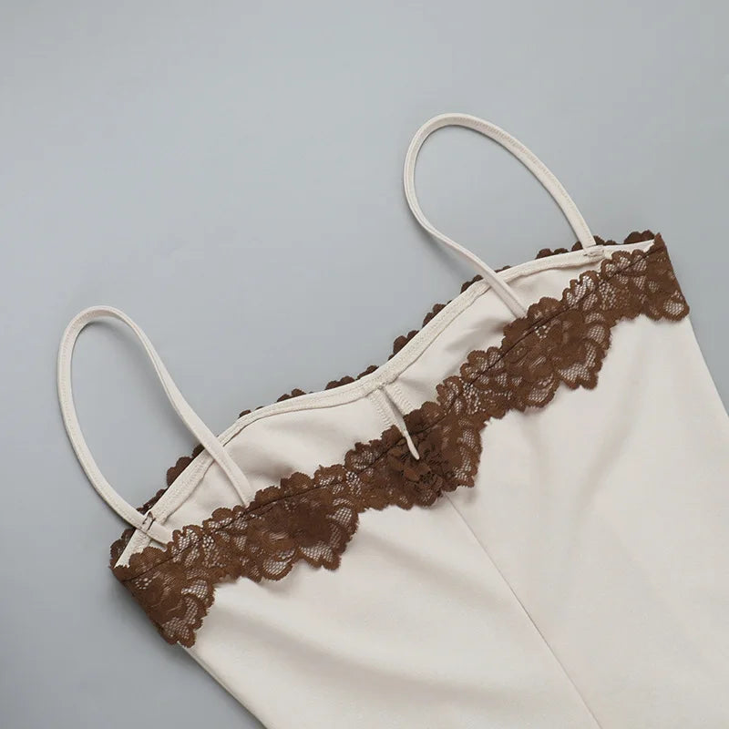 Lace Patchwork Spaghetti Strap Dress - View 6