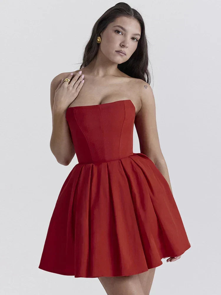 Strapless Corset Pleated A-Line Mini Dress - View 7