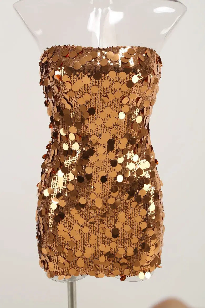 Sequin Strapless Bodycon Party Mini Dress - View 9