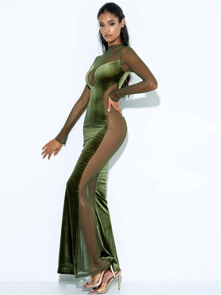 Patchwork Sheer Mesh Dress