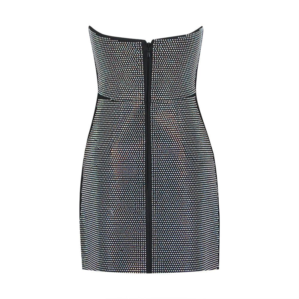 Rhinestone Strapless Cut Out Bodycon Mini Dress - View 14