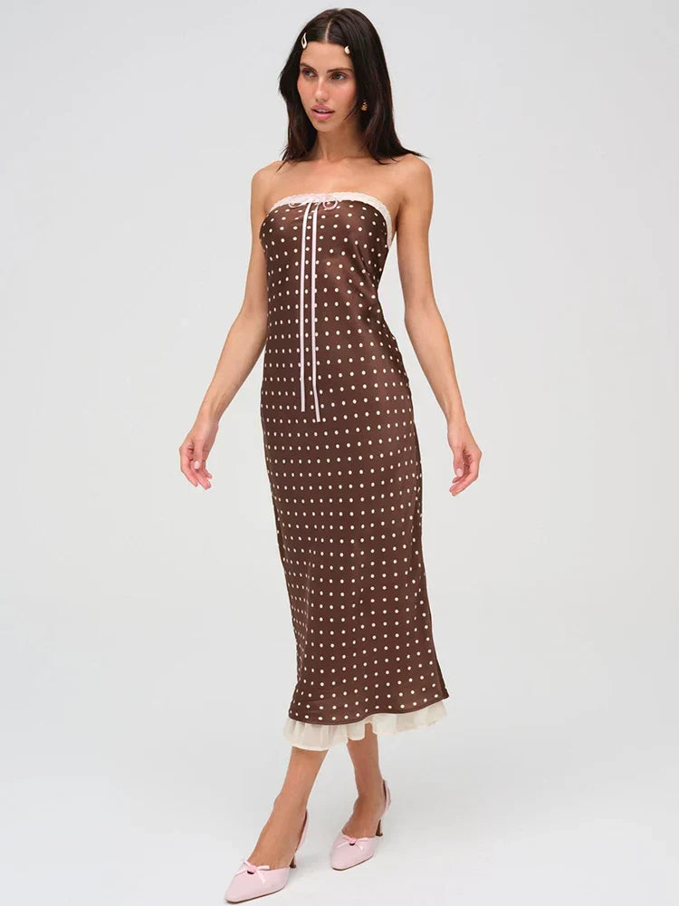 Strapless Backless Lace Midi Dress - View 2