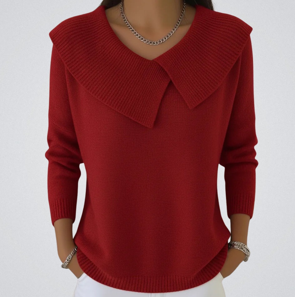 Oversized Lapel Collar Long Sleeve Knit Sweater 10