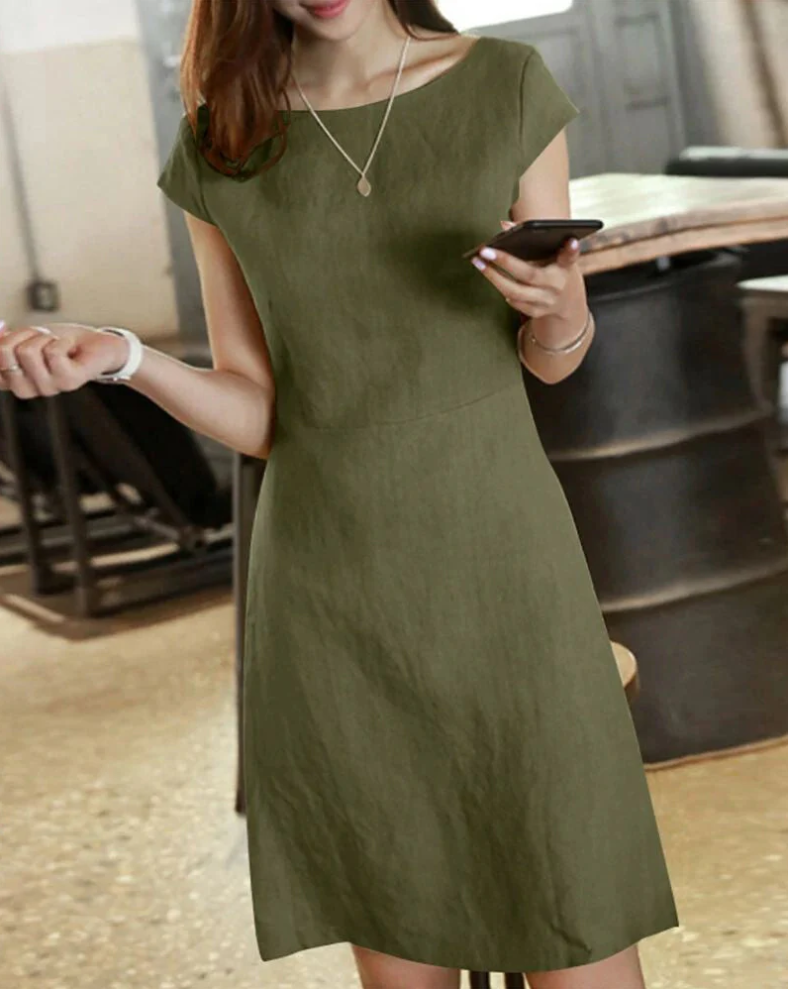 Short Sleeve Crew Neck Fit and Flare A-Line Mini Summer Dress - View 6