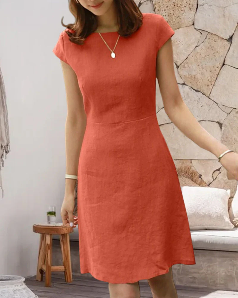 Short Sleeve Crew Neck Fit and Flare A-Line Mini Summer Dress - View 5