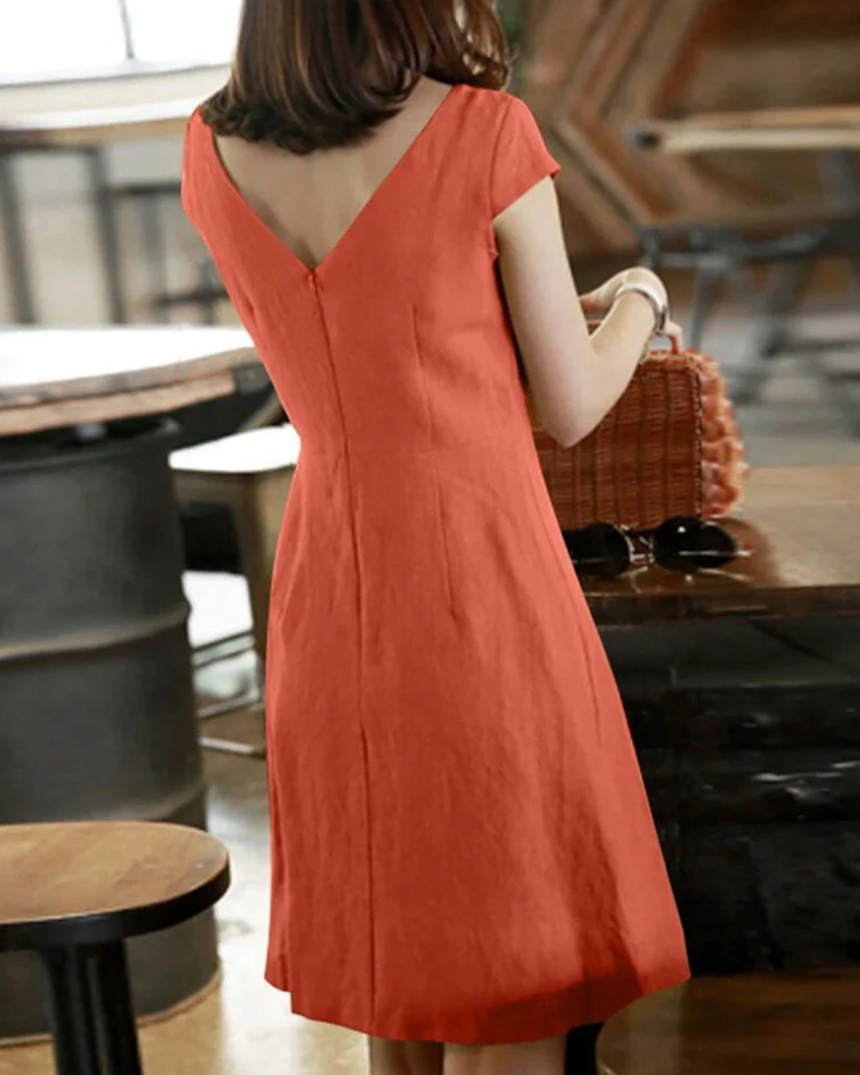 Short Sleeve Crew Neck Fit and Flare A-Line Mini Summer Dress - View 4