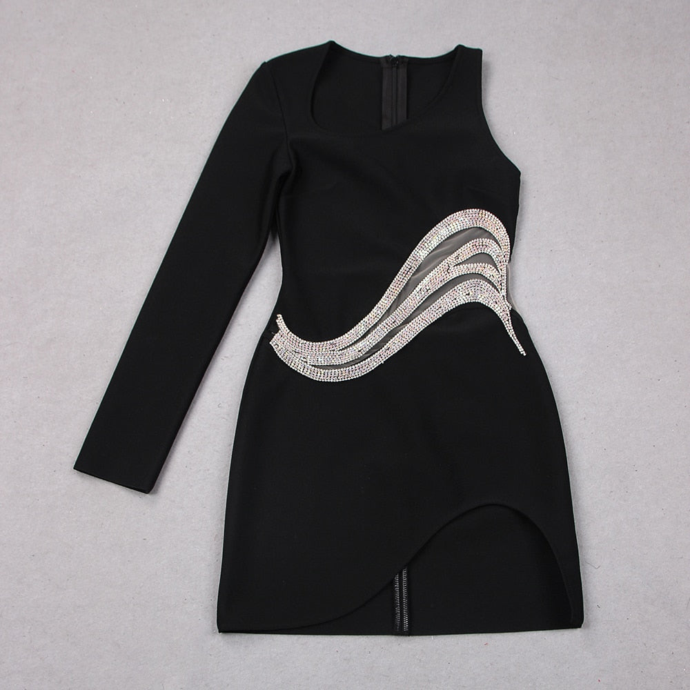 Fifth Avenue One Shoulder Diamond Mini Dress - View 5