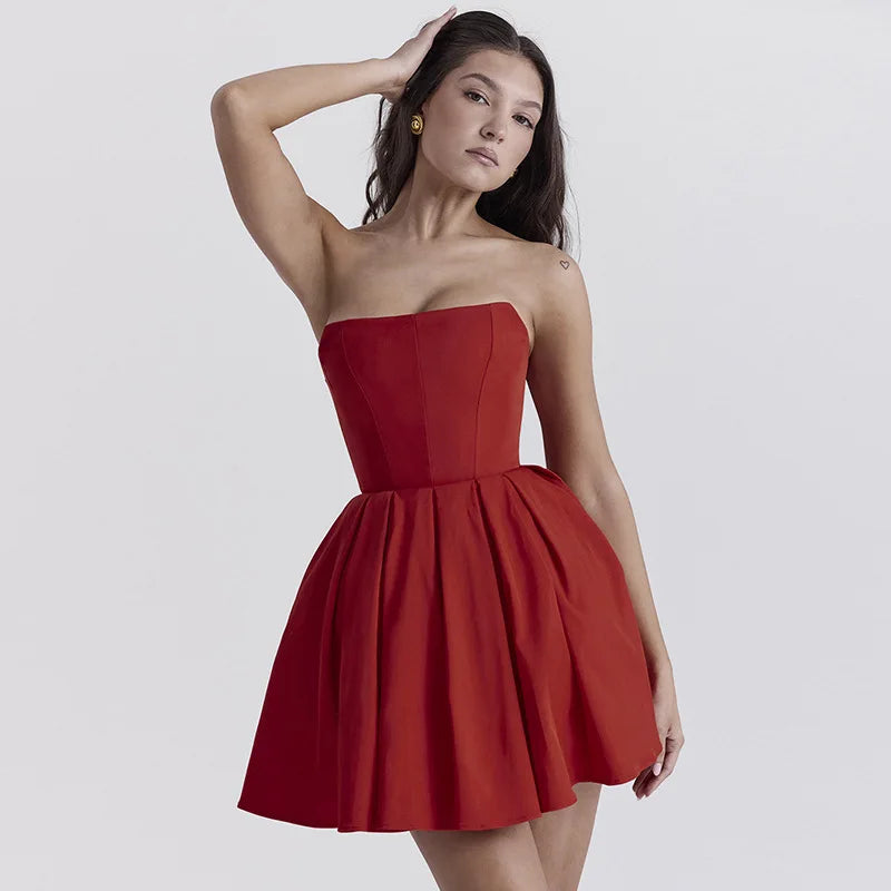 Strapless Corset Pleated A-Line Mini Dress - View 8