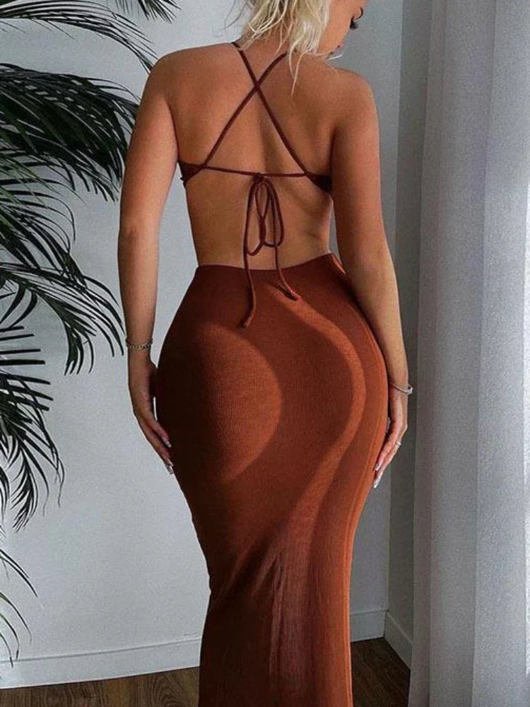 Hollow Backless Off Shoulder Party Dress - View 3