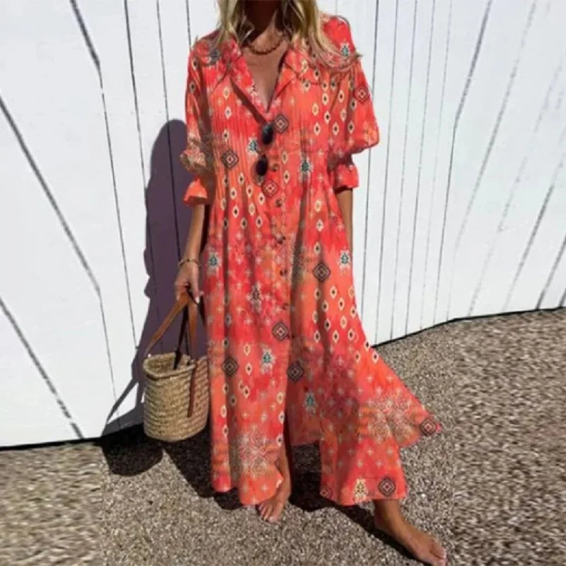 Floral Button Front Puff Sleeve Tiered Maxi Dress 5