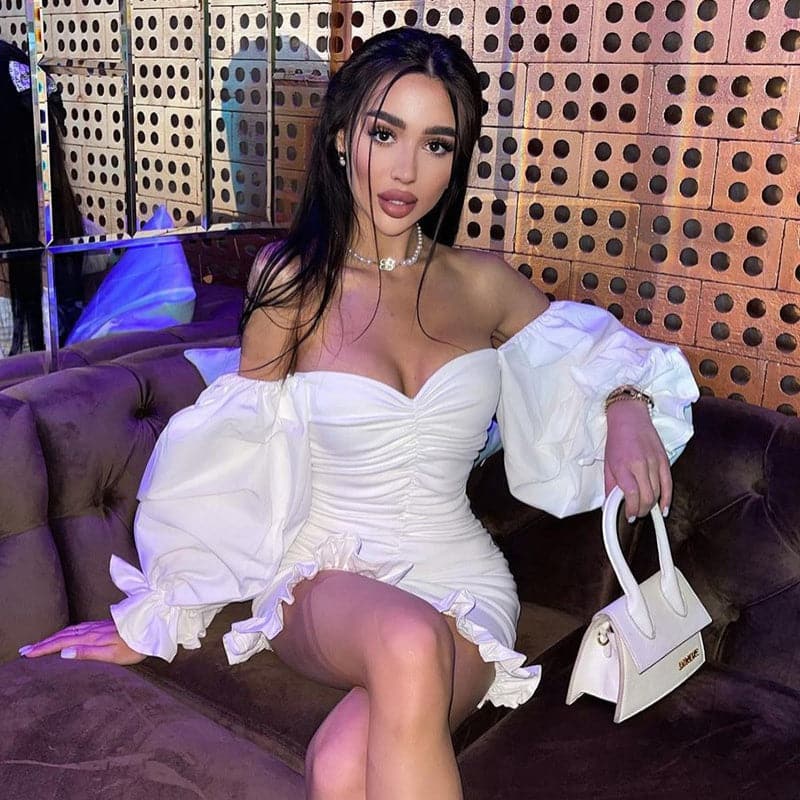 Word Tube Top Ruffle Lace Bag Hip Dress - View 2