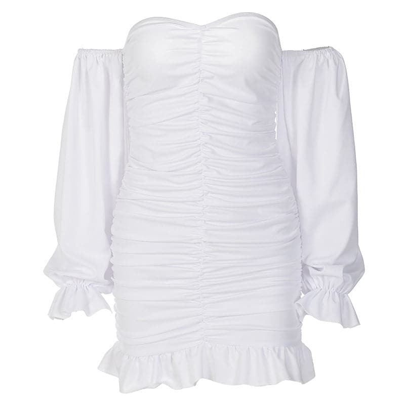 Word Tube Top Ruffle Lace Bag Hip Dress - View 4