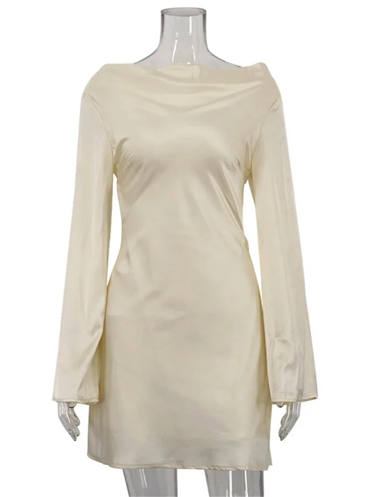 Elegant Backless Lace - Up Satin Party Mini Dress - View 5