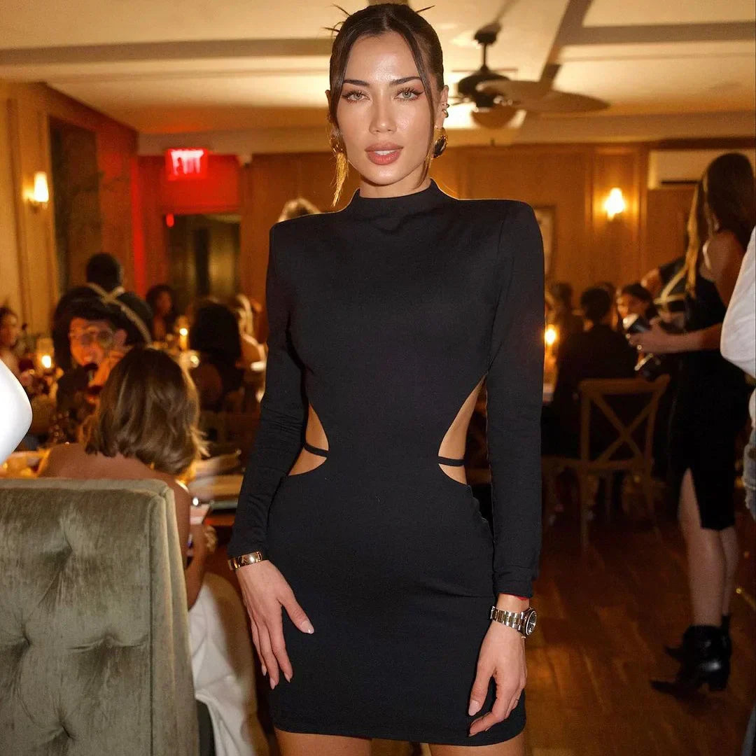Backless Bandage Long Sleeve Mini Dress - View 5