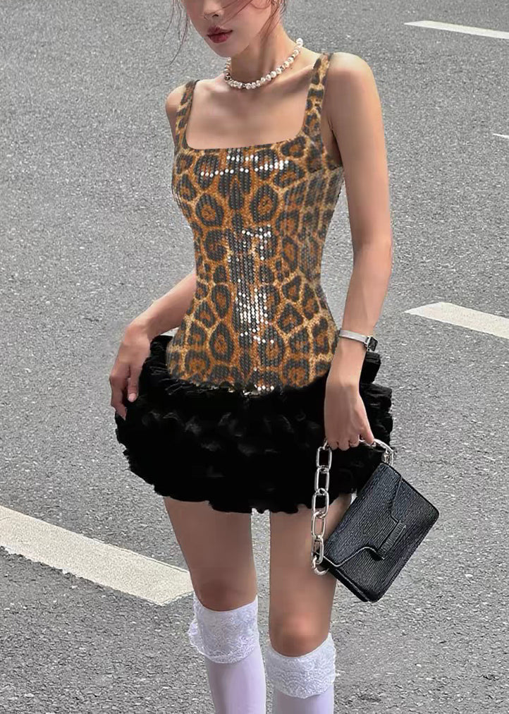 Sequin Scoop Neck Wide Strap Tiered Ruffle Mini Dress - View 2