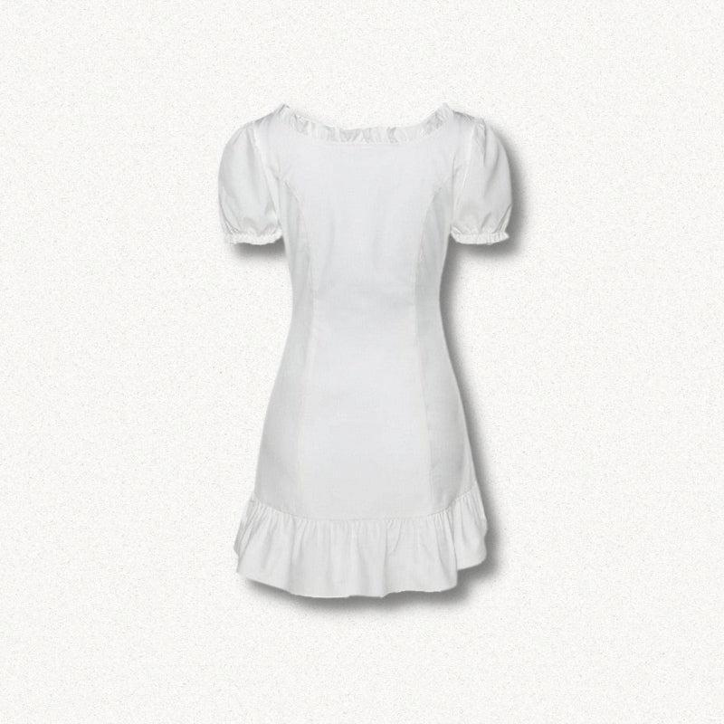Soft Girl Lace Up Mini Dress in White - View 5