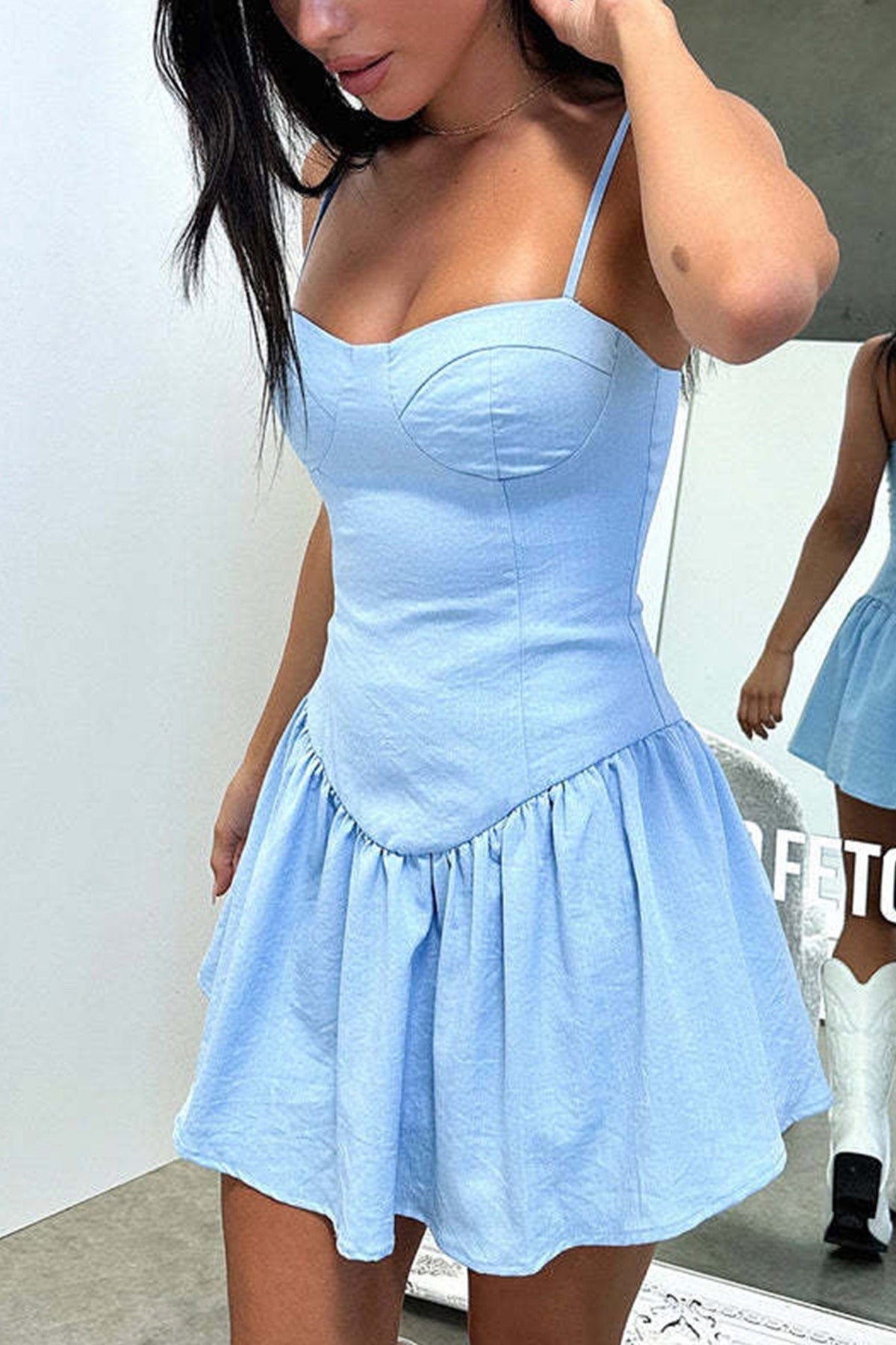 Spaghetti Strap Sweetheart Corset Fit and Flare Mini Dress - View 21