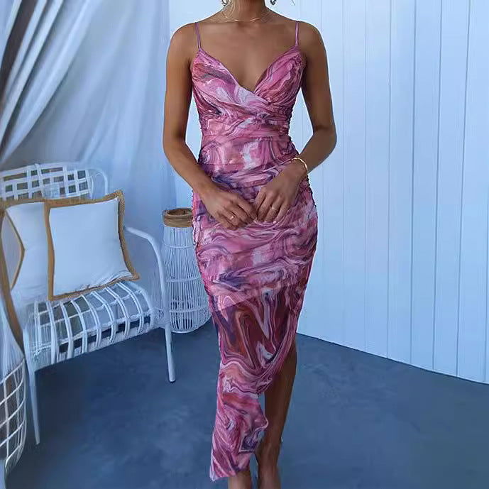 Spaghetti Strap Bodycon Slip Midi Dress - View 4
