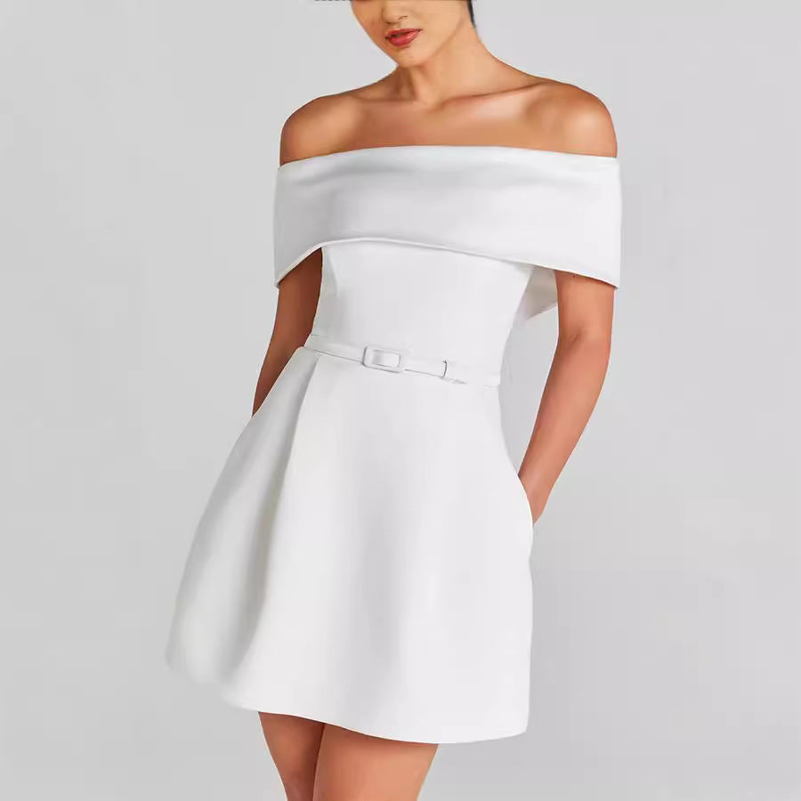 Off Shoulder Pocket Fit and Flare Mini Party Dress - View 2