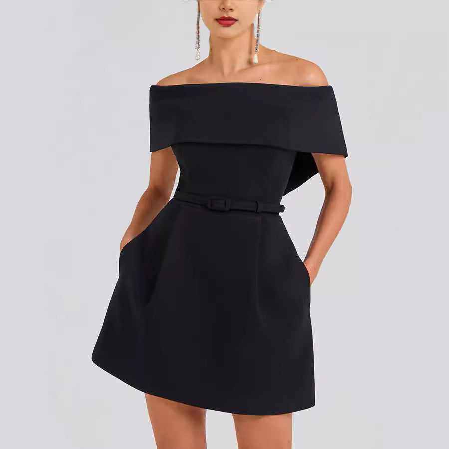 Off Shoulder Pocket Fit and Flare Mini Party Dress - View 6