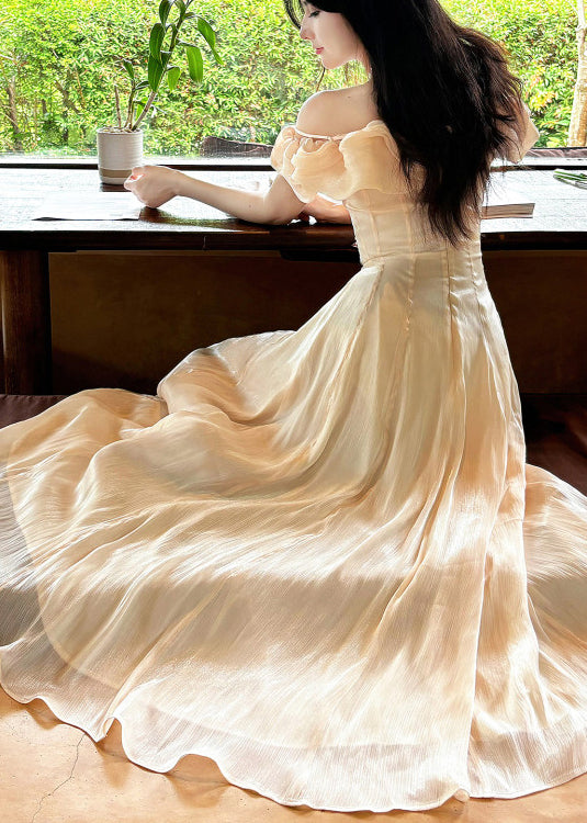Style Nude Ruffled Exra Large Hem Chiffon Maxi Dress Summer - View 2