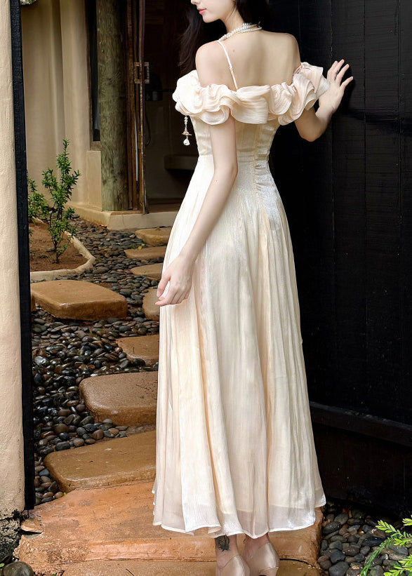 Style Nude Ruffled Exra Large Hem Chiffon Maxi Dress Summer - View 5