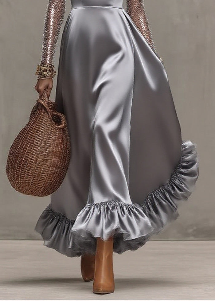 Style Silvery Puff Sleeve Patchwork Tulle Exra Large Hem Party Dress - View 4