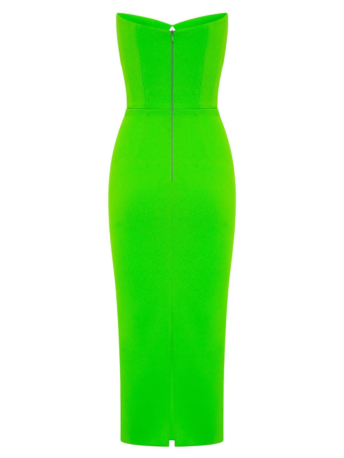 Strapless Twist Front Cut Out Bandage Bodycon Midi Dress - View 8