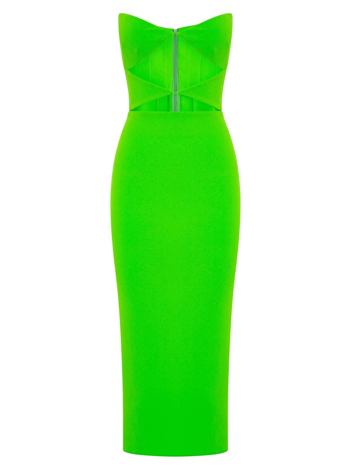 Strapless Twist Front Cut Out Bandage Bodycon Midi Dress - View 7