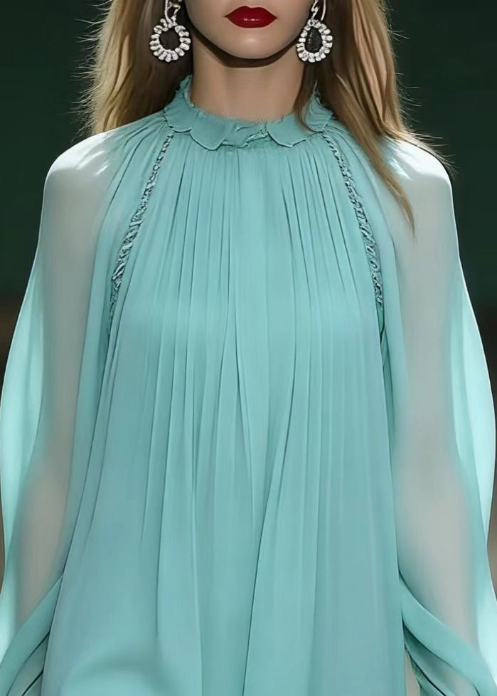 Chiffon Ruffle Collar Tiered Ruffle Long Sleeve Knee Length Dress - View 2