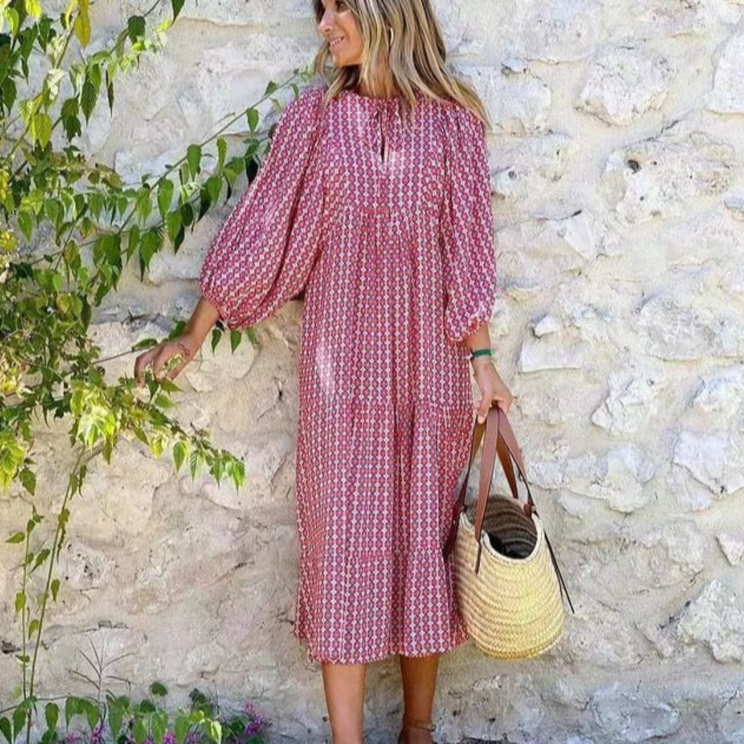 V-Neck Puff Sleeve Tiered Maxi Dress 17