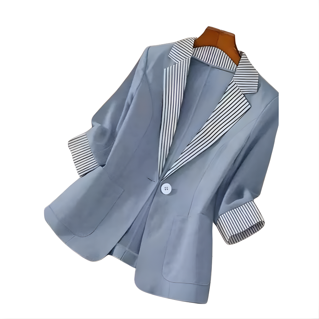 Contrast Stripe Notch Lapel Single Button Blazer 4