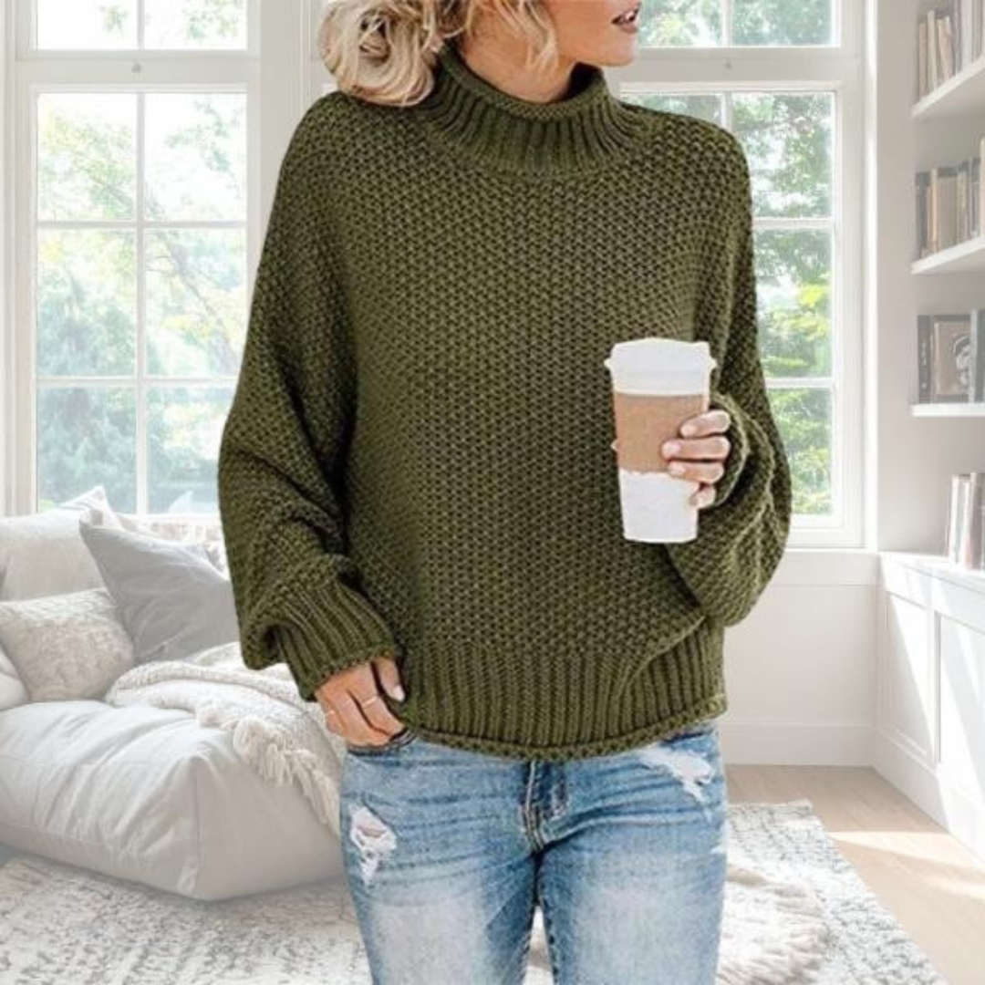 Turtleneck Chunky Cable Knit Sweater 9